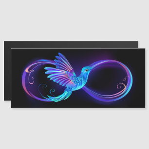 Invitation Magnétique Symbole de l'infini néon avec colibri lumineux