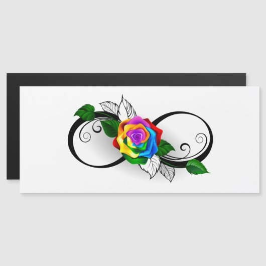 Invitation Magnétique Symbole d'infini avec Rose arc-en-ciel (Devant / Derrière)