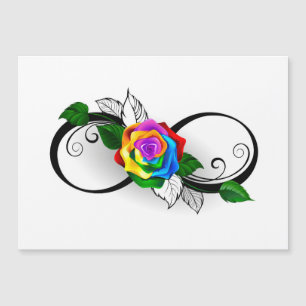Invitation Magnétique Symbole d'infini avec Rose arc-en-ciel