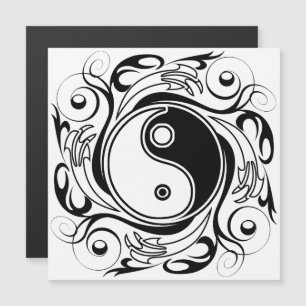 Invitation Magnétique Symbole Yin & Yang noir et blanc de style tatouage