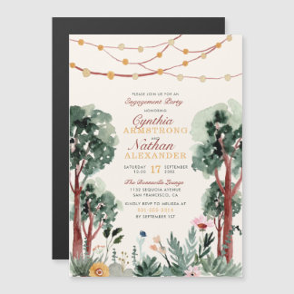 Invitation Magnétique Sympa Green Botanical Trees Floral Engagement