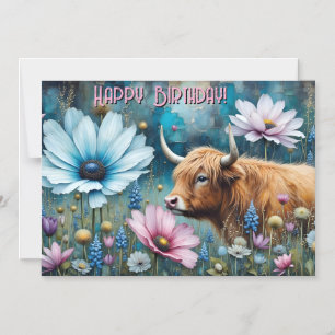 Invitation Magnétique Tapisserie de vache des Highlands Cosmos Coloré