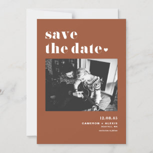 Invitation Magnétique Terracotta Bold Typographie Photo Enregistrer la d