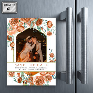 Invitation Magnétique Terracotta Floral Mariage Photo Enregistrer la dat