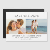 Invitation Magnétique Texte moderne 2 Mariage photo Enregistrer la date (Devant / Derrière)