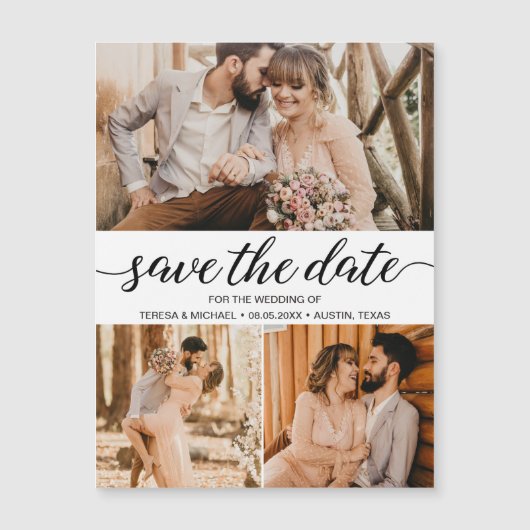 Invitation Magnétique Texte simple et élégant Mariage photo Enregistrer (Devant)