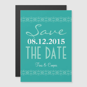 Invitation Magnétique Texte turquoise Enregistrer La Date De Mariage Mag