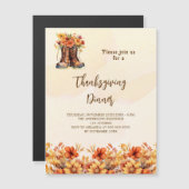 Invitation Magnétique Thanksgiving fête orange chute bottes florales lux (Devant / Derrière)