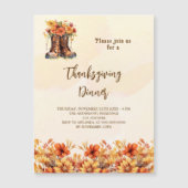 Invitation Magnétique Thanksgiving fête orange chute bottes florales lux (Devant)