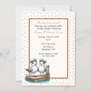Invitation Magnétique Thème marin mouette pour la fête de naissance de j