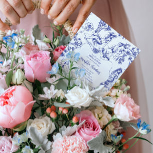 Invitation Magnétique Toile bleue et blanche de Jouy Fête des mariées