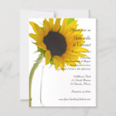 Invitation Magnétique Tournesol jaune sur Mariage blanc (Recto)