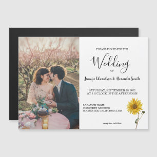 Invitation Magnétique Tournesol rustique floral photo Mariage magnétique