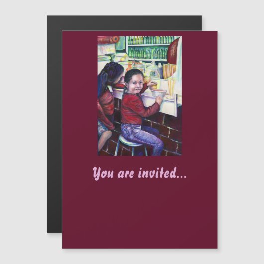 Invitation Magnétique Toutes les bonnes filles ont de la glace (Devant / Derrière)