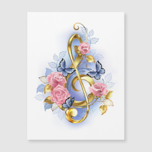 Invitation Magnétique Treble clef with Pink Roses