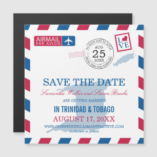 Invitation Magnétique Trinidad Tobago Airmail Enregistrer la date