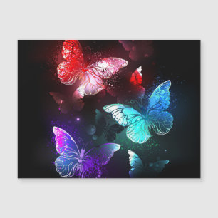 Invitation Magnétique Trois papillons brillants sur l'arrière - plan de