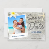 Invitation Magnétique Tropical Beach Wedding Retro Photo Enregistrer la  (Recto)