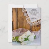 Invitation Magnétique Tulipes blanches rustiques Mariage de la grange (Recto)