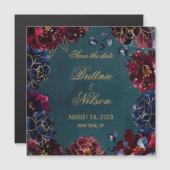 Invitation Magnétique Turquoise Bordeaux Sapphire Joyaux Tons Enregistre (Devant / Derrière)