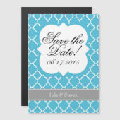 Invitation Magnétique Turquoise Turquoise Quatrefoil Enregistrer l'aiman (Devant / Derrière)