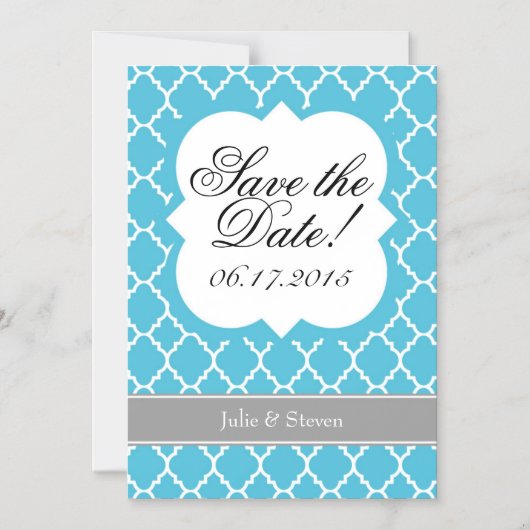 Invitation Magnétique Turquoise Turquoise Quatrefoil Enregistrer l'aiman (Recto)