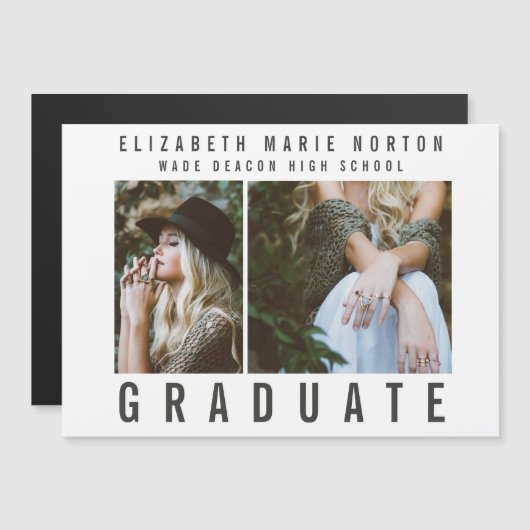 Invitation Magnétique Type graduation multi photo moderne (Devant / Derrière)