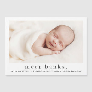 Invitation Magnétique Type simple Photo bébé moderne naissance