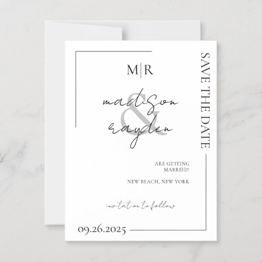 Invitation Magnétique Typographie De Script Monogramme Mariage Enregistr (Recto)