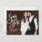 Invitation Magnétique Typographie du script de pinceau blanc Enregistrer (Recto)