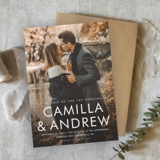 Invitation Magnétique Typographie moderne Élégant Mariage photo