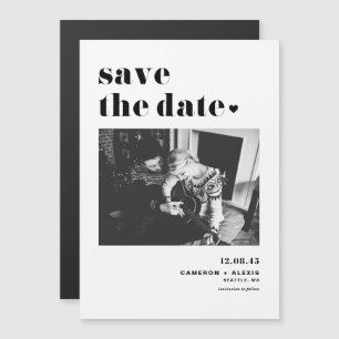 Invitation Magnétique Typographie moderne en noir gras Photo Enregistrer