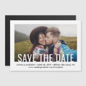 Invitation Magnétique Typographie simple Un mariage photo Enregistrer la (Devant / Derrière)