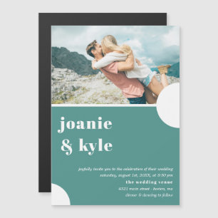 Invitation Magnétique Typographie Turquoise moderne Mariage photo