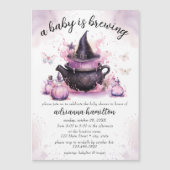 Invitation Magnétique Un bébé brasse un Baby shower d'Halloween rose (Devant)
