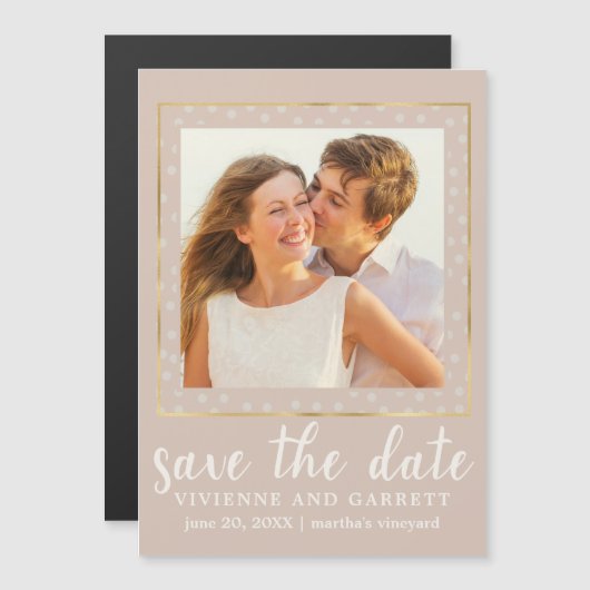 Invitation Magnétique Un mariage photo Enregistrer l'aimant de la date (Devant / Derrière)