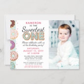 Invitation Magnétique UNE Bleue Bleue Iced Donuts Premier Anniversaire P (Recto)