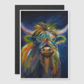 Invitation Magnétique Vache HAngus Highland (Devant / Derrière)