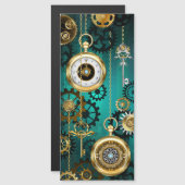 Invitation Magnétique Veille bijoux Steampunk sur un Arrière - plan vert (Devant / Derrière)