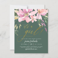 Vert foncé et or C'est une fille Baby shower flora