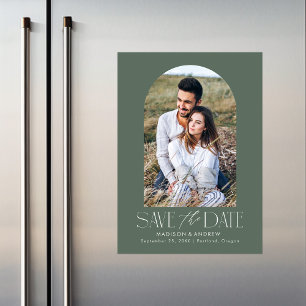 Invitation Magnétique Vert Simple Faire suivre une photo de date moder
