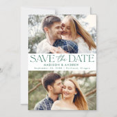 Invitation Magnétique Vert | Typographie moderne 2 Photo Enregistrer la  (Recto)