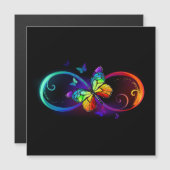 Invitation Magnétique Vibrant infinity with rainbow butterfly on black (Devant / Derrière)