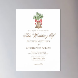 Invitation Magnétique Vintage Christmas Bell Holiday Photo Mariage