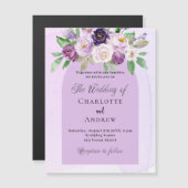 Invitation Magnétique Violet floraux arch violet luxe mariage (Devant / Derrière)
