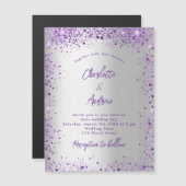 Invitation Magnétique violet violet mariage brillant luxe (Devant / Derrière)