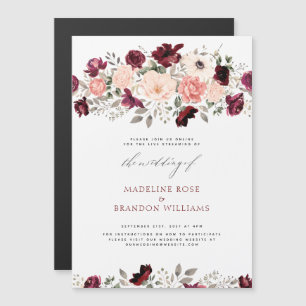 Invitation Magnétique Virtual Rustic Burgundy Blush FlorMariage