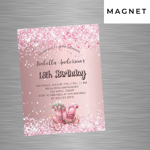 Invitation Magnétique Voiture rose anniversaire girly luxe