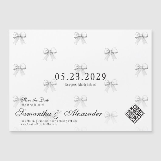 Invitation Magnétique Vows & Vows Mariages Preppy Coquette Enregistrer L (Devant)