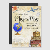 Invitation Magnétique Voyager de Mlle à Mme Fête des mariées (Devant / Derrière)